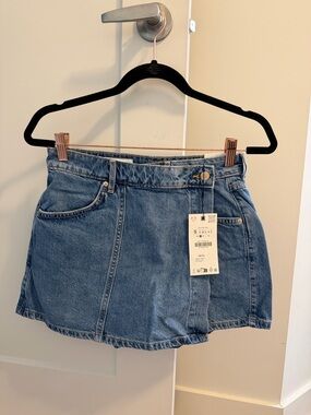 Zara Blue Asymmetrical Denim Skirt